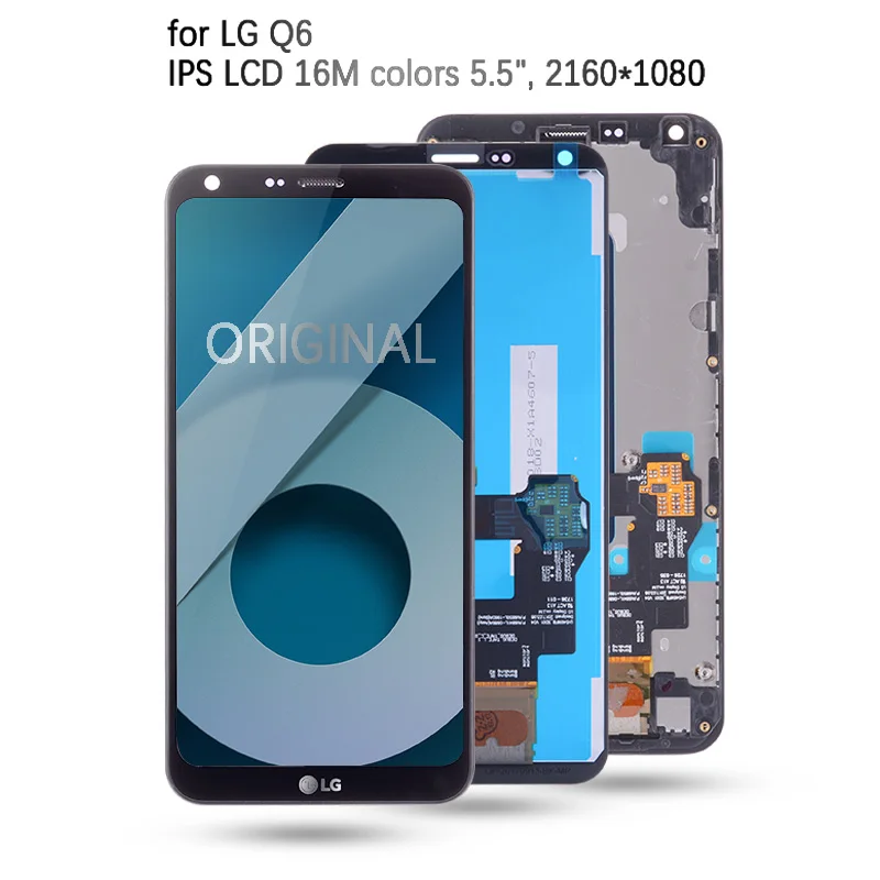5.5" 2160x1080 ips тачскрин дисплей экран для LG Q6 сенсорный дисплей LCD с тачскрином в рамке замена запчасти G6 Черный
