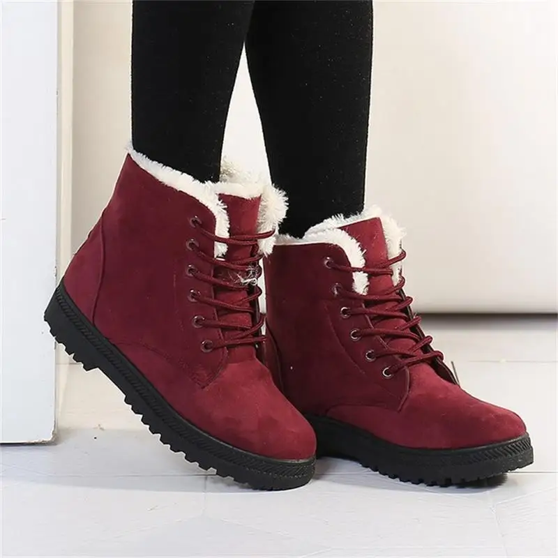 

Ankle Women Snow Boots Casual Bowtie Warm Platform Winter Shoes Women Plus Size Comfortable Black Flat Ladies Fur Boots DT1030