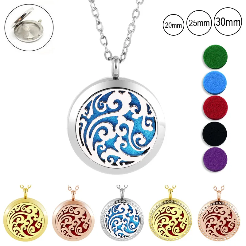 

Lucky Clouds stainless steel essential oil necklace 20mm 25mm 30mm magnetic aromatherapy locket necklace with 5pads