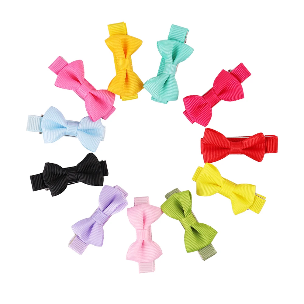 Mini Dogs Bow Hairgrips Hair Clips Girls Solid Colors Whole Wrapped Safety Hairpin Kids Hairpins