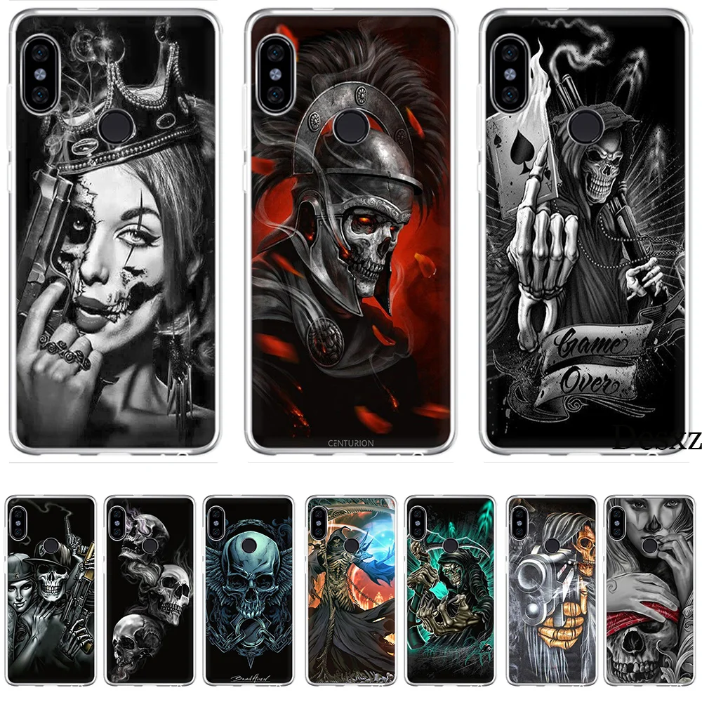 

Phone Case Cover Grim Reaper Skull Skeleton Luxury For Xiaomi Redmi Mi 4 5 6 8 4X 5A Note Pro S2 F1 Lite Se Mix