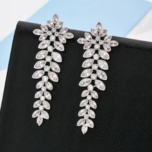 Высокое качество с длинной бахромой завод Цветок Модные циркониевые серьги Классический ювелирный подарок для женщин/девочек ER-291