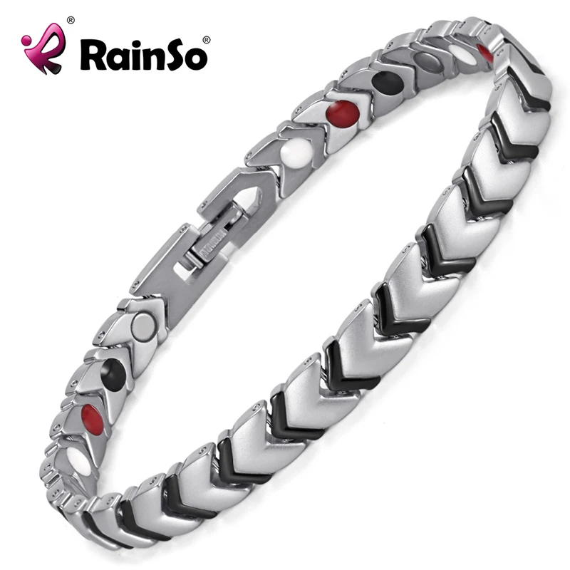 Rainso Титан здоровья изделия энергии магнитный браслет для Для женщин Jewelry 4 элементов аксессуары OTB-034SBFIR