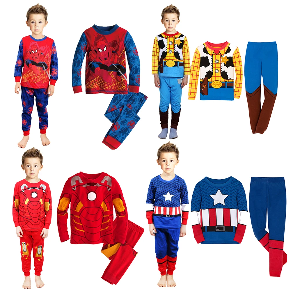 

Kids Boys Superhero Pajamas Toddler Sleepwear Clothes Sets Infant Child Robe Children New Year Pijamas For Boy Christmas Pyjamas