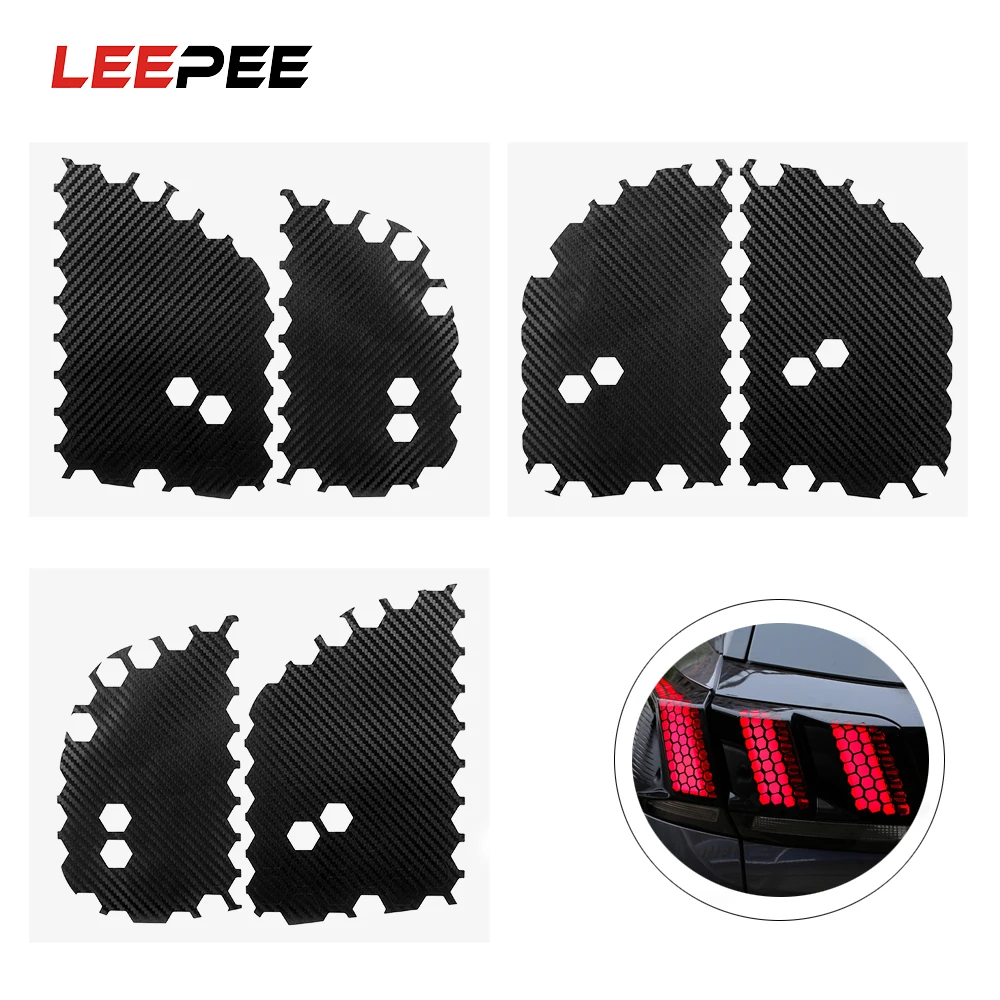 

LEEPEE 6 piece/set Honeycomb Tail Light Decorative Stickers Decals Car Taillight Sticker Fit For Ford Mustang Car Styling