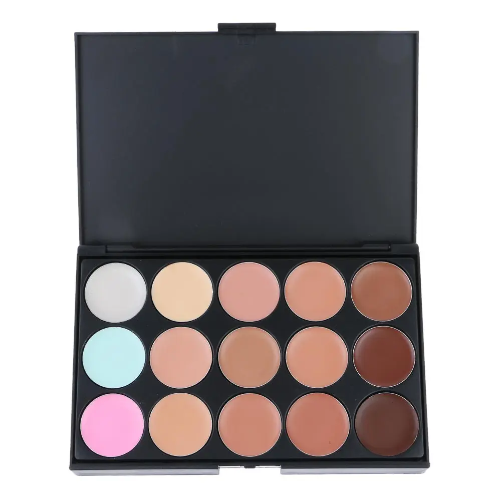 15 Colors Concealer EyeShadow Palette Kit with 11Pcs Bamboo Makeup Powder Brush
