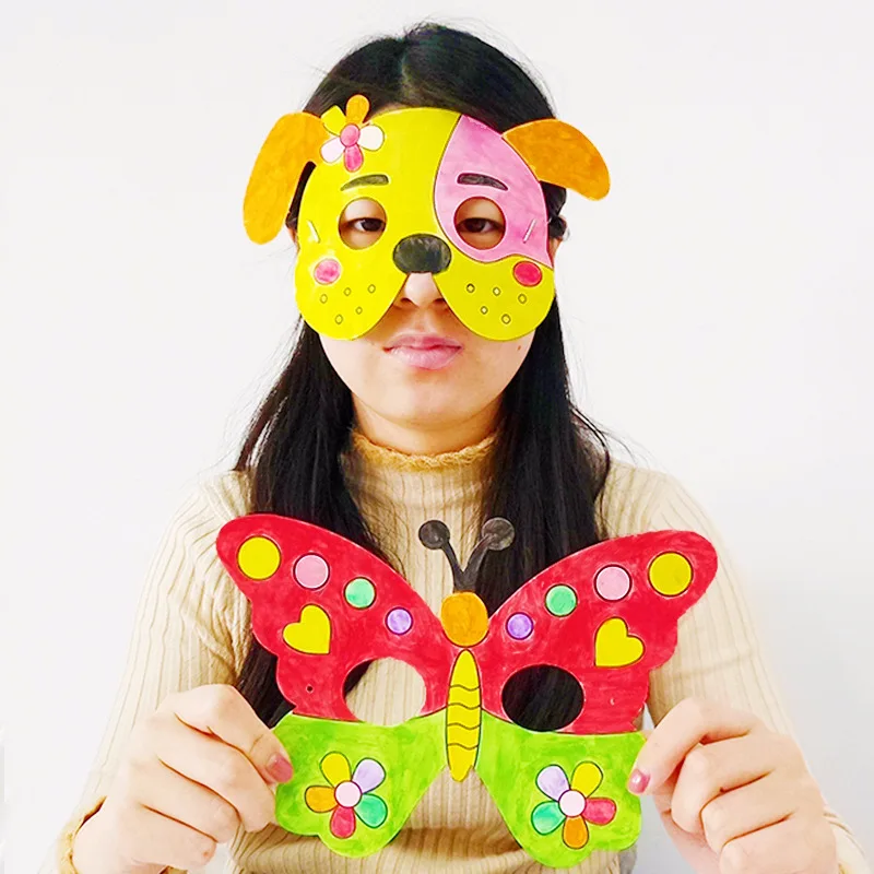 8pcs Jungle Party Animals Face Tiger Rabbit Monkey Piggy Mask Kids Children Birthday DIY Painting Mask Cosplay Party DT57 (5)