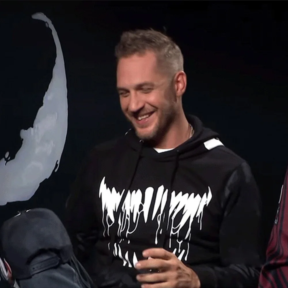 S-3XL Venom Tom Hardy, худи супергероя, крутые черно-белые осенне-зимние топы, повседневная флисовая толстовка, пальто с капюшоном для взрослых, плюс бархат