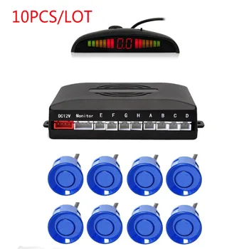 

10pcs Car Reverse Parking Radar System with 8 Parking Sensors Distance Detection + LED Distance Display + Sound Warning (Blue)