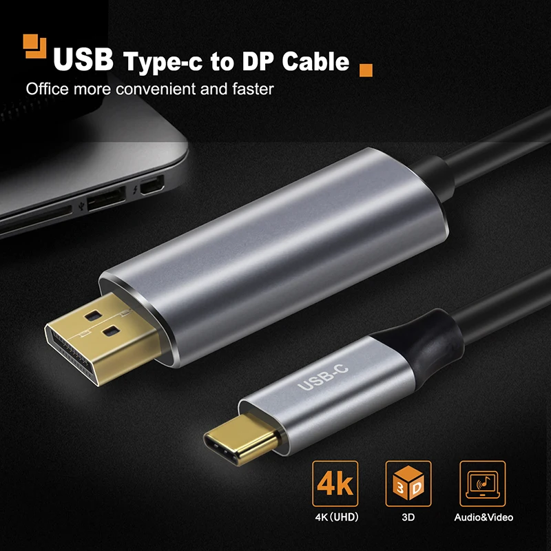 CABLETIME USB C to DisplayPort Cable 4K 60Hz USB 3.1 Type C Thunderbolt 3 to DP 1.3 Adapter USB to DP UHD External Video C031 CABLETIME USB C to DisplayPort Cable 4K 60Hz USB 3.1 Type C Thunderbolt 3 to DP 1.3 Adapter USB to DP UHD External Video C031