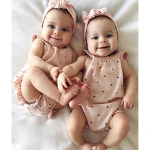 Комбинезон без рукавов с круглым вырезом и повязкой на голову для новорожденных девочек на День Благодарения хлопковый милый комбинезон с принтом для маленьких девочек