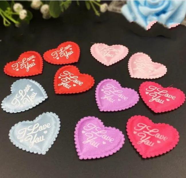 

50Pcs 3.5cm I Love You Fabric Heart Flowers Applique Sewing Wedding Birthday Party Confetti Table Home Decoration Trim DIY Craft