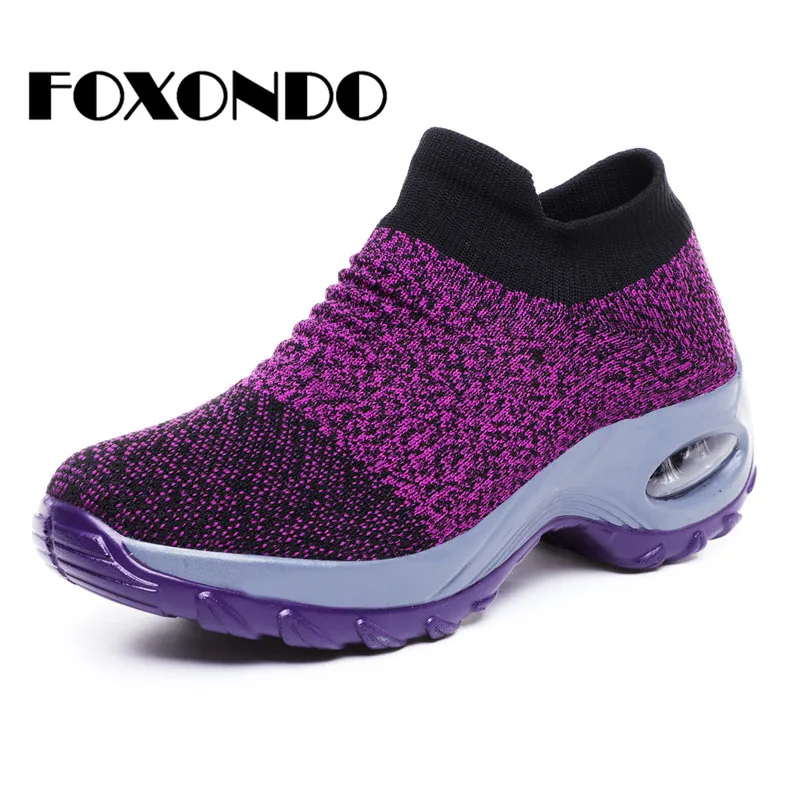Foxondo 2019 Весенняя Новинка Для женщин спортивная обувь на плоской подошве слипоны