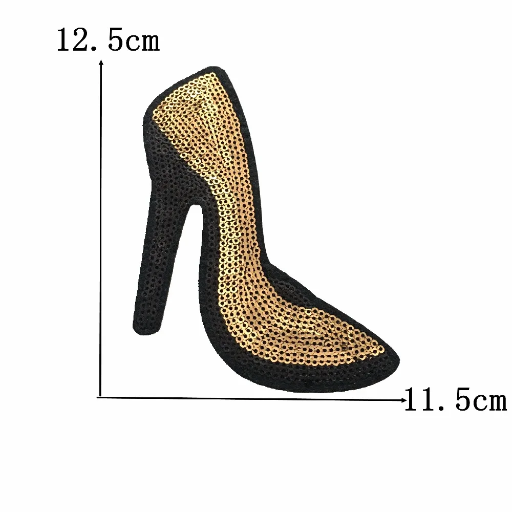 

4PCS/set 12.5 x 11.5 cm High-shoes Parche Sequins Patches for Cloth Appliques Fabric Iron-on Girl Patch Para La Ropa 4 Colors