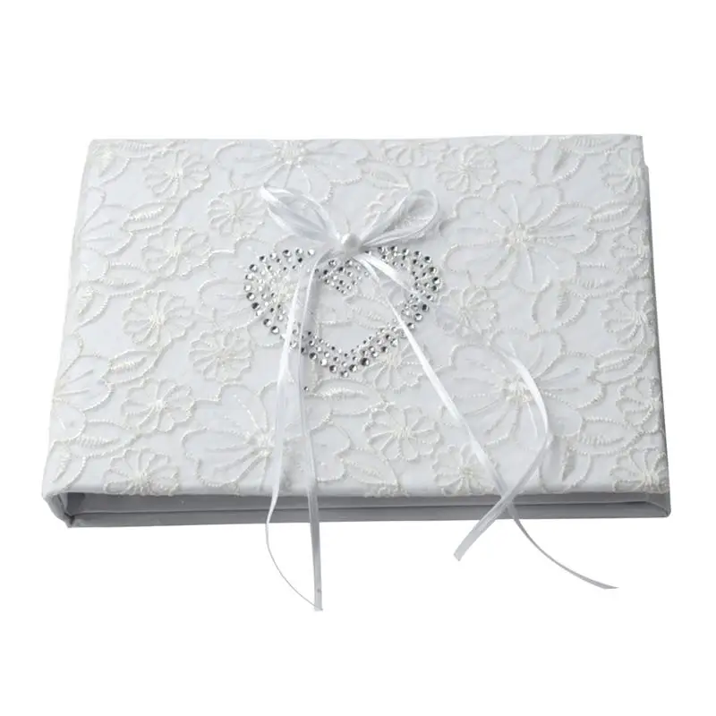 

Guest Book White Lace Ribbon Sign Book for Wedding Engagement Party