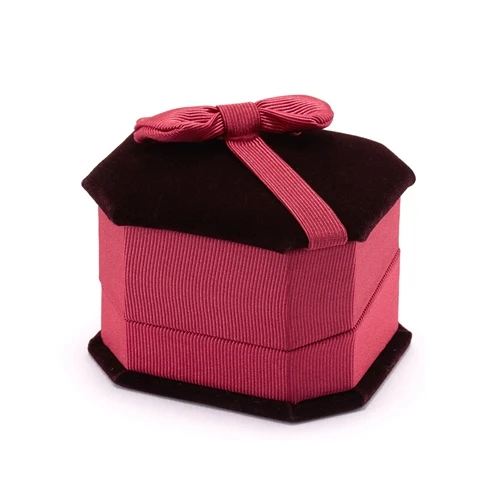 RINHOO коробка для хранения ювелирных изделий, кольцо, органайзер, бант, чехол для дисплея, органайзер для женщин, для хранения свадебных украшений, Подарочная коробка на День святого Валентина - Цвет: deep red