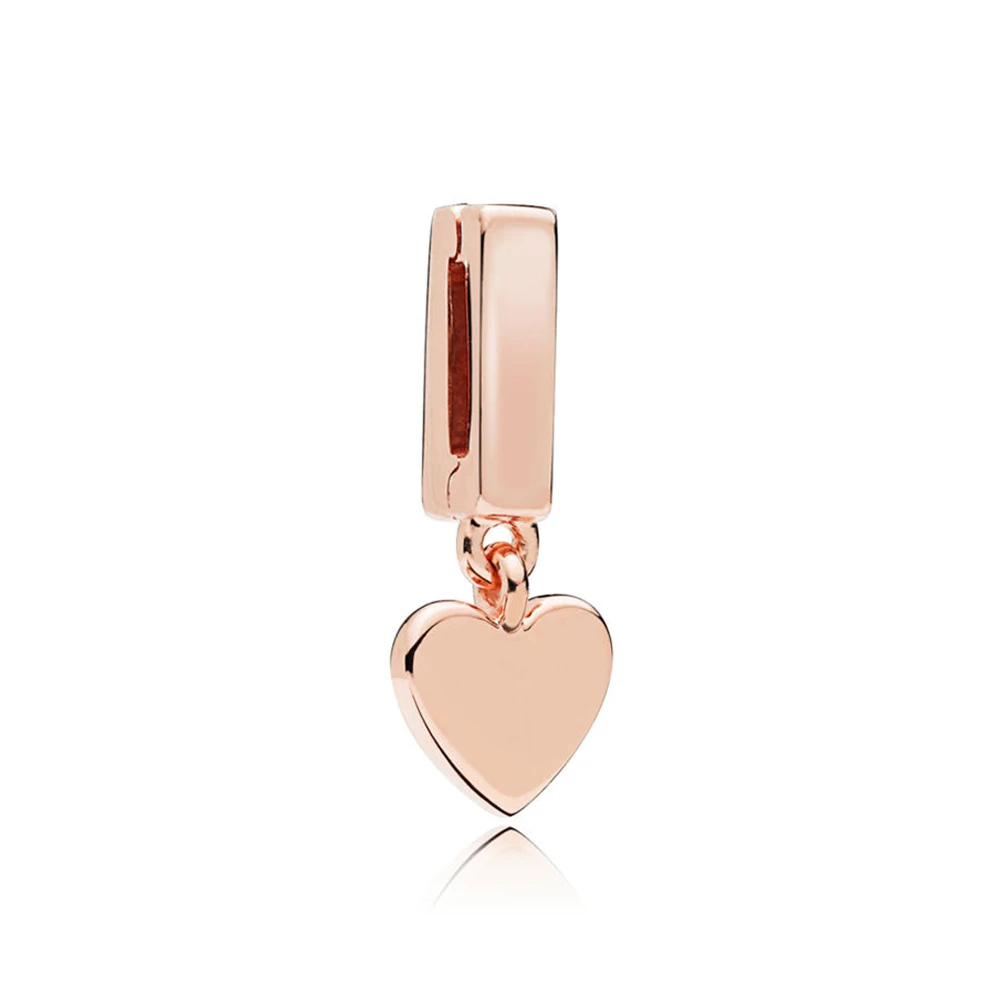

2018 New 100% 925 Sterling Silver Original Reflexions Rose Gold Flowing Heart Silicone Clips Jewelry For Women Charm Gift