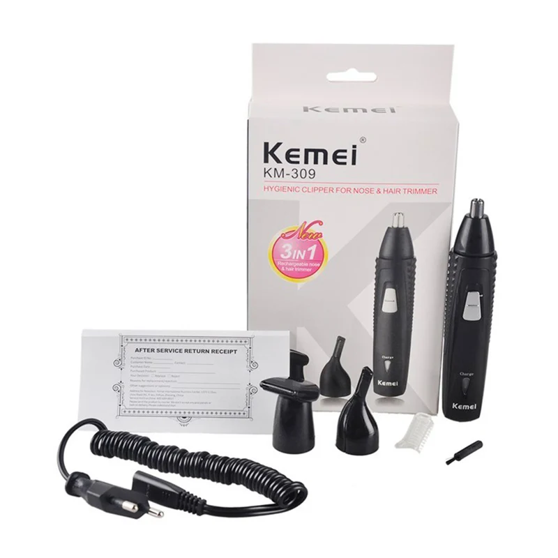 Kemei электробритва для удаления волос в носу триммер 3 в 1 перезаряжаемые женщины для ухода за лицом для бритья машина для носа и уха DIY Мужская носовой фреза
