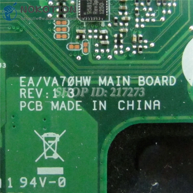 Материнская плата NOKOTION для Acer aspire материнская ПК v3 772 EA/VA70HW основная DDR3L PGA947 HD4000