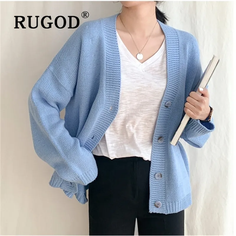 

RUGOD Elegant solid knitted women cardigan Auturn winter warm single-breasted ladies sweater coat Fashion invierno mujer 2019