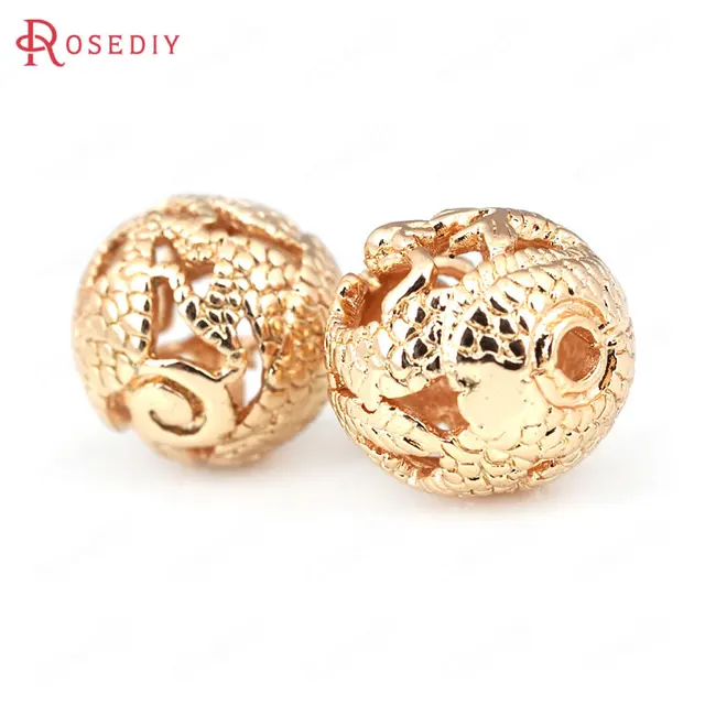 6 uds. De cuentas espaciadoras en forma de dragón hueco de Latón chapado en oro Champagne de 14MM y 24K, abalorios para pulsera, accesorios de joyería de calidad 6 uds. De cuentas espaciadoras en forma de dragón hueco de Latón chapado en oro Champagne de 14MM y 24K, abalorios para pulsera, accesorios de joyería de calidad