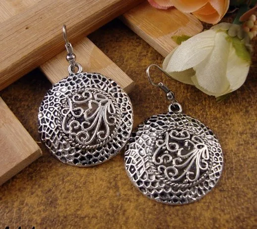 

2014 New Arrival Bohemia Tibet Jewelry Vintage Retro Flower Pendant Drop Earring 1pair for Women Hot MK-014