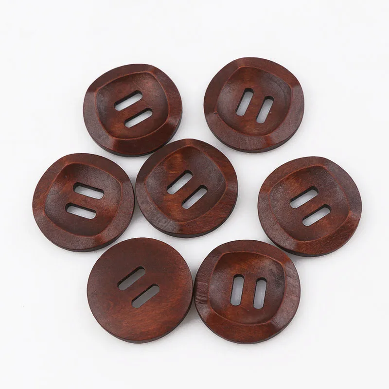 

10PCS Natural Wooden Buttons Round Dark Color Sewing Buttons Scrapbooking 2 Holes Sewing Accessories 28mm For Child