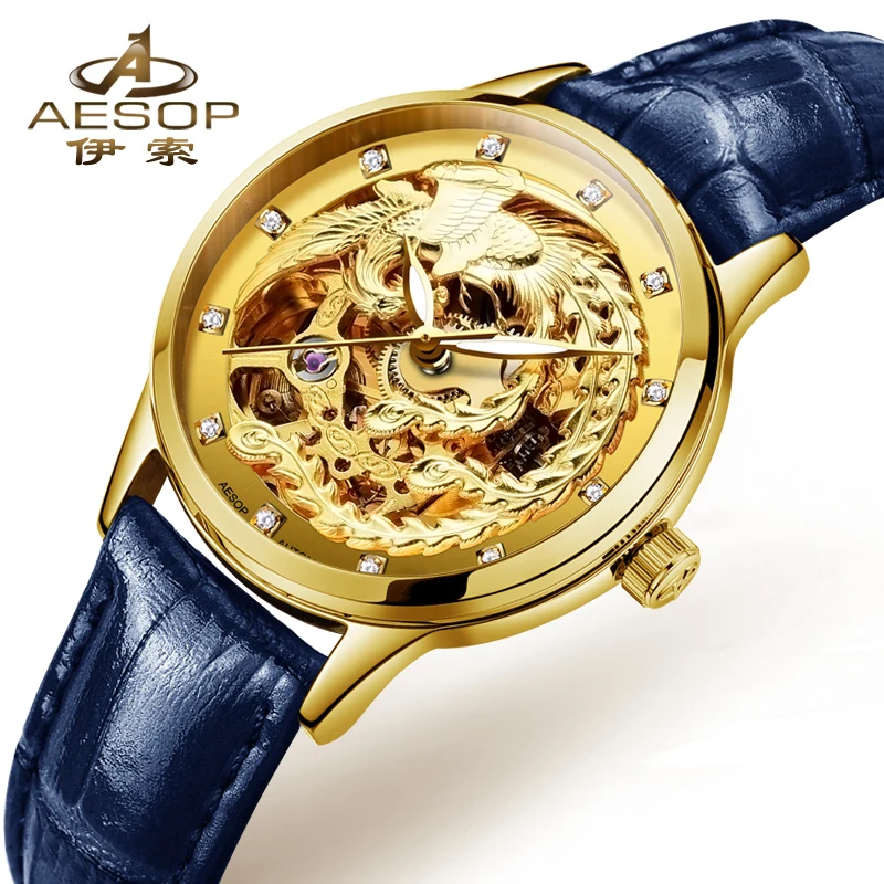 

AESOP Fashion Watch Women Automatic Mechanical Wrist Wristwatch Gold Novelties Ladies Clock Montre Femme Relogio Feminino New