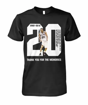 

2019 Funny Manu Ginobili Shirt Thank You For The Memories Black Cotton Men Tshirt Unisex Tee