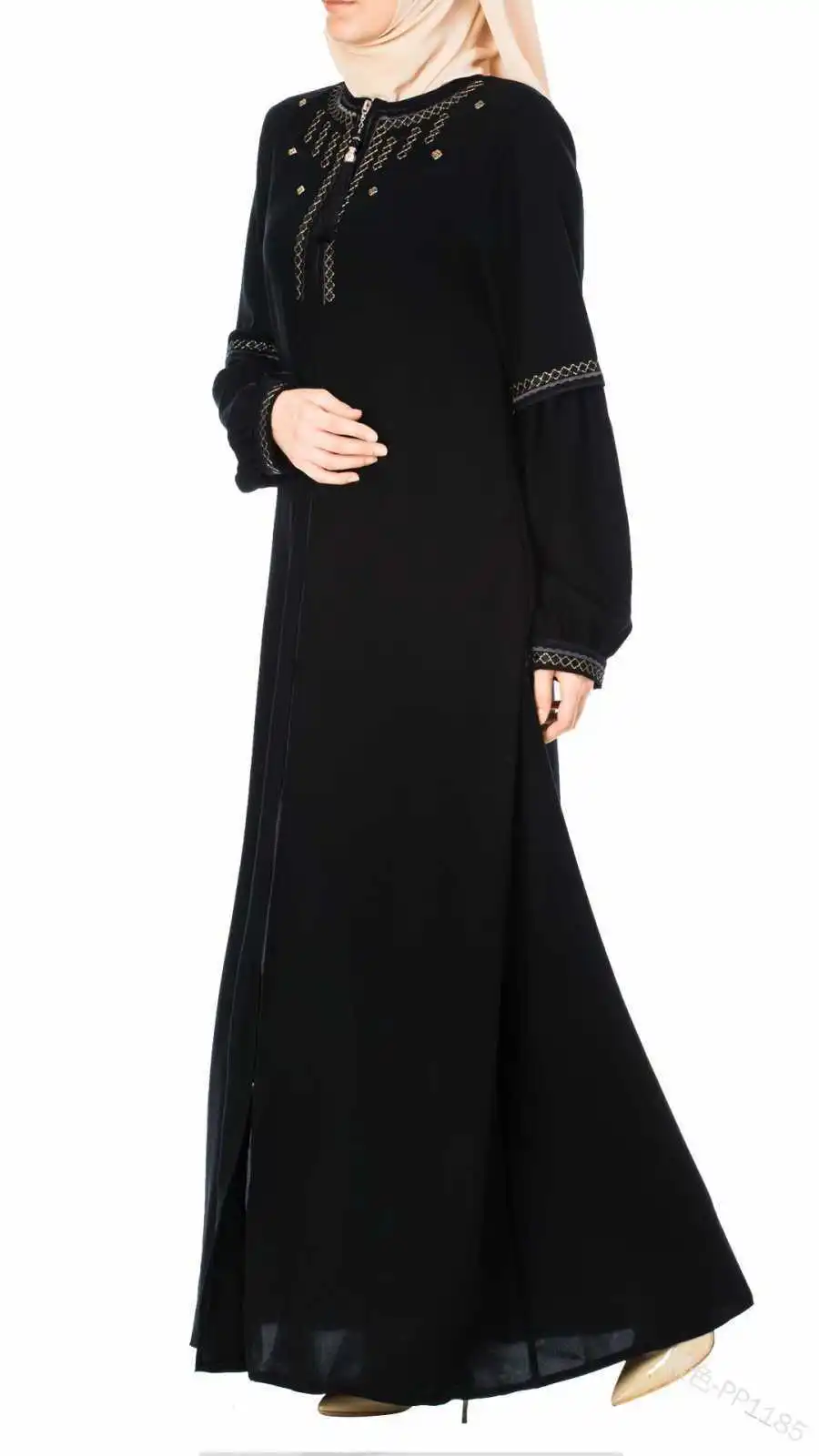 WEPBEL мусульманское платье шикарное женское кафтан абайя тонкое мусульманское платье для вечеринки кафтан абайя джилбаб мусульманская одежда для вечеринки - Цвет: Черный