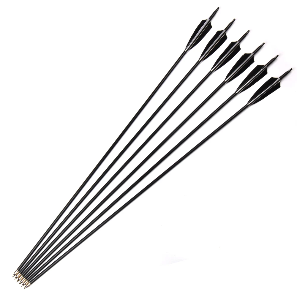 

6/12/24pcs 32" Carbon Shaft Arrows with Black and White True Feather of Spine 550 for Recurve and Compound Bow Archery Hunting