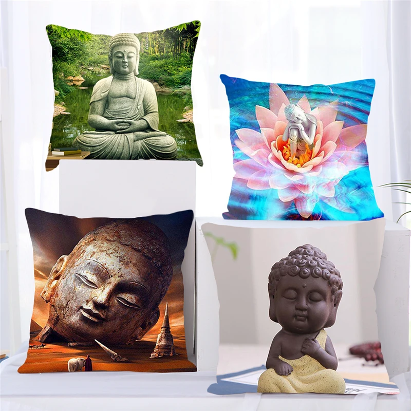 

Fuwatacchi Buddhism Style Cushion Cover Buddha Statue Printed Pillow Cover Holy Decorative Pillows For Sofa Car Bedroom 2019