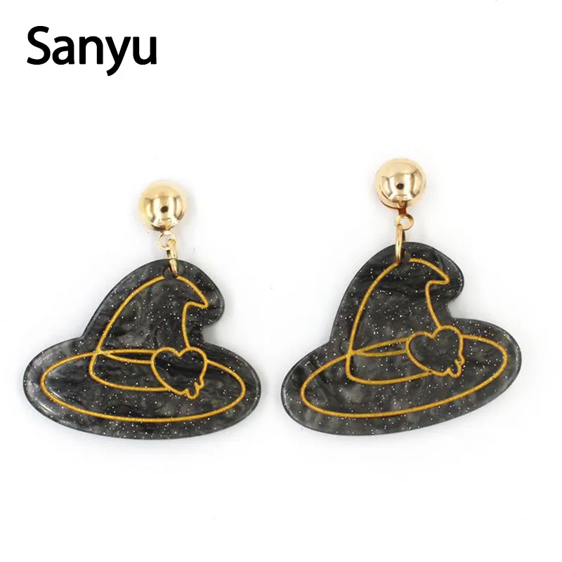 

Funny Witch Hat Shining Peach Heart Anime Style Acrylic Drop Earrings for Female Peach Heart Own Design Acrylic Earrings Women