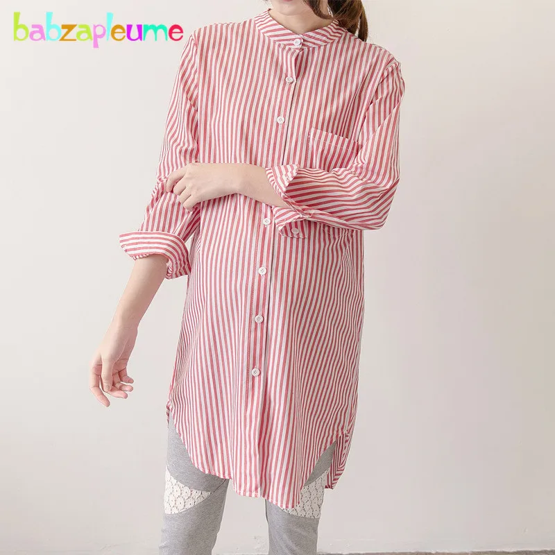 

2018 Spring Pregnancy Loose Tops And Blouses Plus Size Women Stripe Maternity Clothing Long Sleeve Shirt Pregnant Clothes BC1535