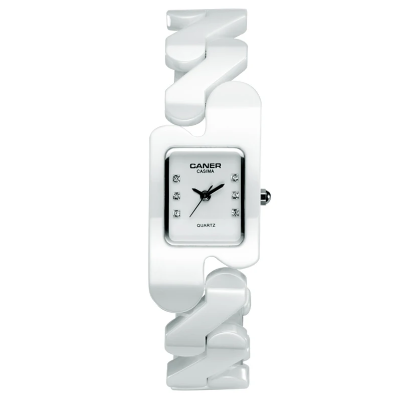 

Luxury Brand Women Watches Fashion Casual Elegant Rectangle Ceramic White Quartz Wrist Watch Women Waterproof 100m CASIMA #6703