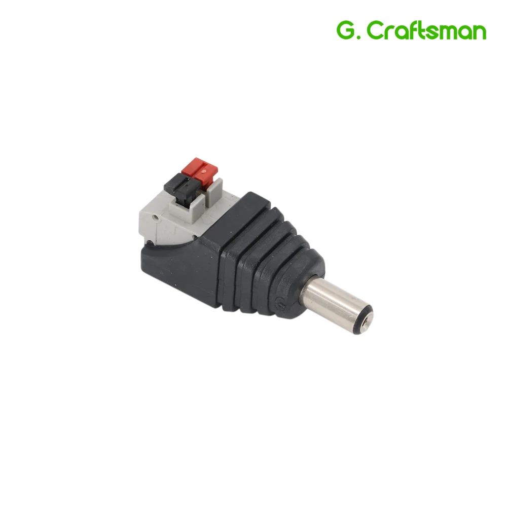 

DC Jack Power Male Plug Adapter 5.5*2.1 DC Jack Push Fastening Type Connector CCTV Camera Socket B14 Accessories G.Craftsman