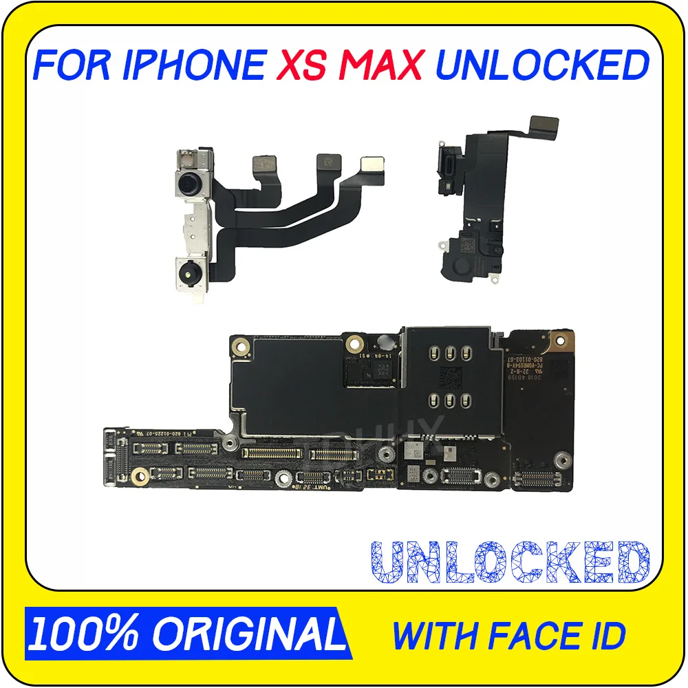 

100% Unlocked Motherboard For iPhone XS MAX Original main board With Face ID Free iCloud IOS Logic Board With Full Chips MB