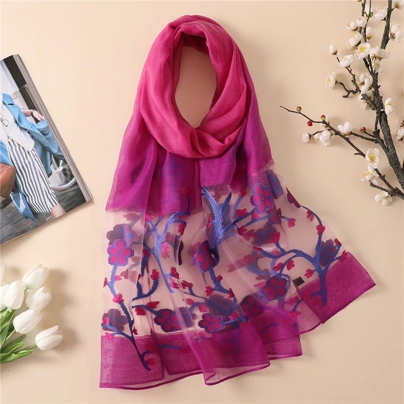 Дизайнерский брендовый женский шарф летние шелковые шали хиджабы женские накидки пашмины органза пляжные палантины шарфы платки - Цвет: A12-5
