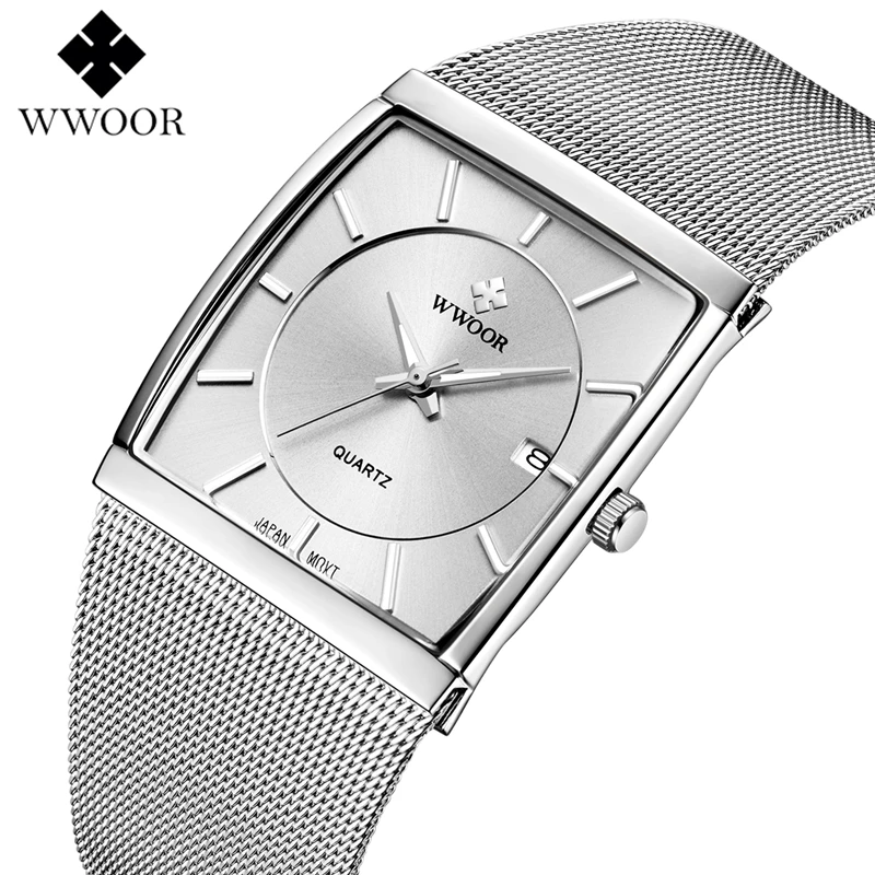

WWOOR Top Brand Luxury Men Waterproof Sport Watch Men Quartz Clock Simple Leisure Wrist Stainless Steel Watch Relogio Masculino