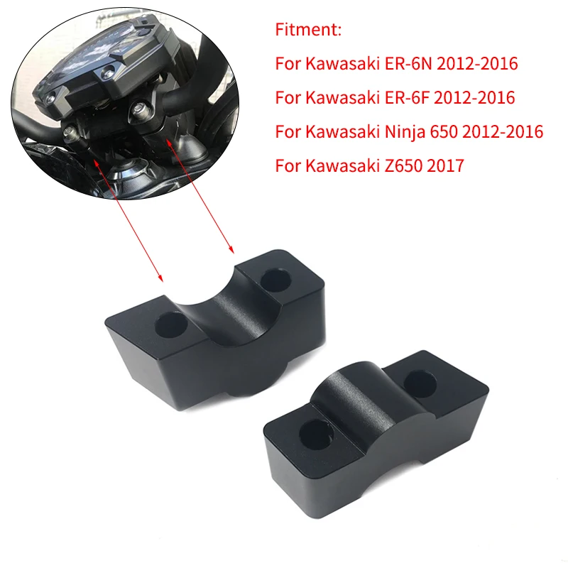 Motorcycle Modified Handlebar Handle bar Risers Height up Adapters 30MM for Kawasaki ER-6N ER 6N ER-6F Ninja 650 12-16  Z650 17 (1)