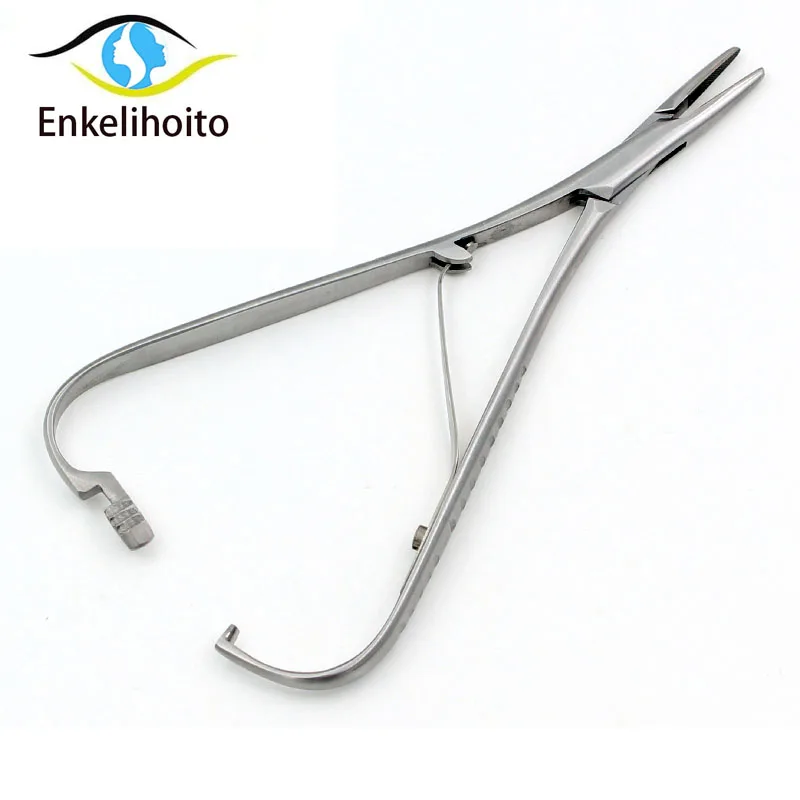 

Stainless steel medical lock insert needle holder 14cm cosmetic plastic double eyelid surgery needle holder clamp needle
