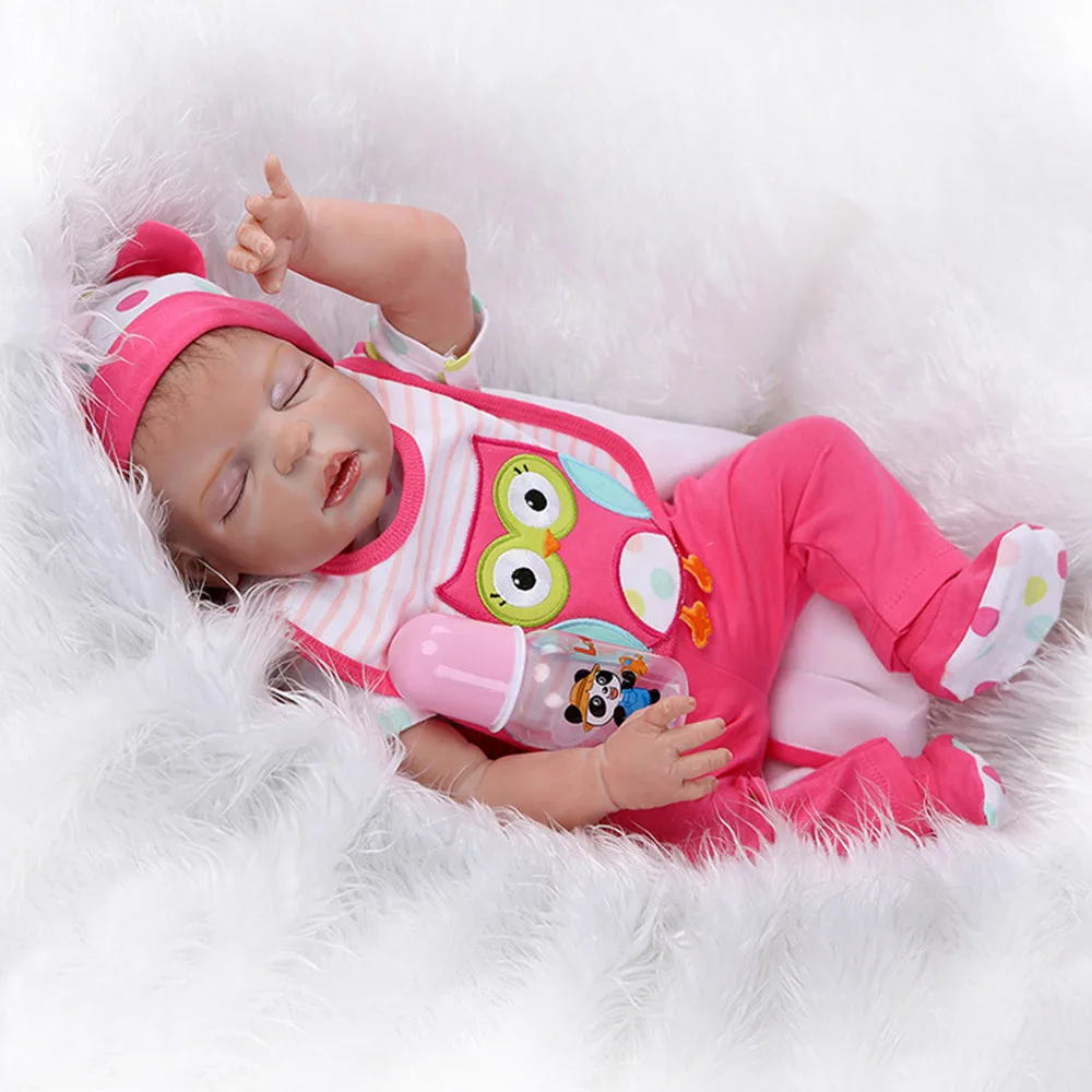 Милый мягкий силиконовый Reborn Baby Doll Реалистичная кукла 55 см с медведем L907|Куклы| |
