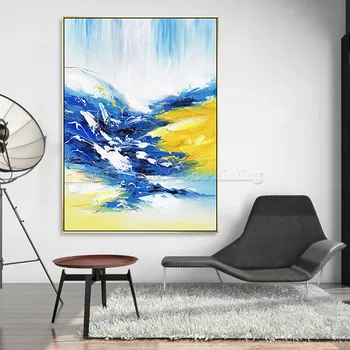 

Canvas painting cuadros decoracion Seascape acrylic blue gold Nordic oil paintings Wall art Pictures for living room home decor1