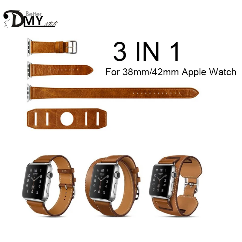 High Quality Extra Long Genuine Leather Strap For Apple Watch Band Double Tour Bracelet Leather Watchband