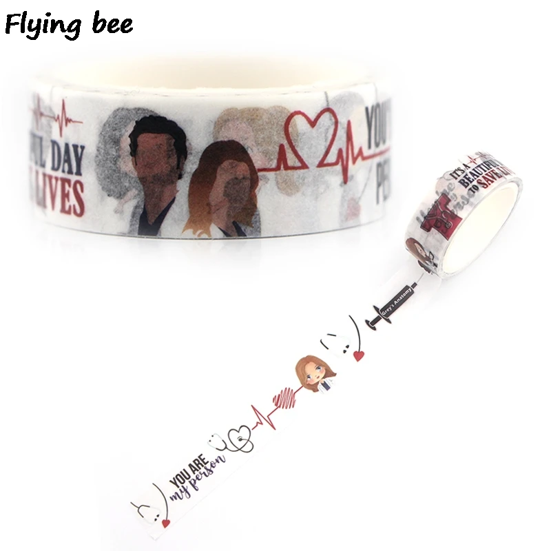 Flyingbee 15mmX5m Бумага васи лента модная клейкая DIY Скрапбукинг стикер этикетка