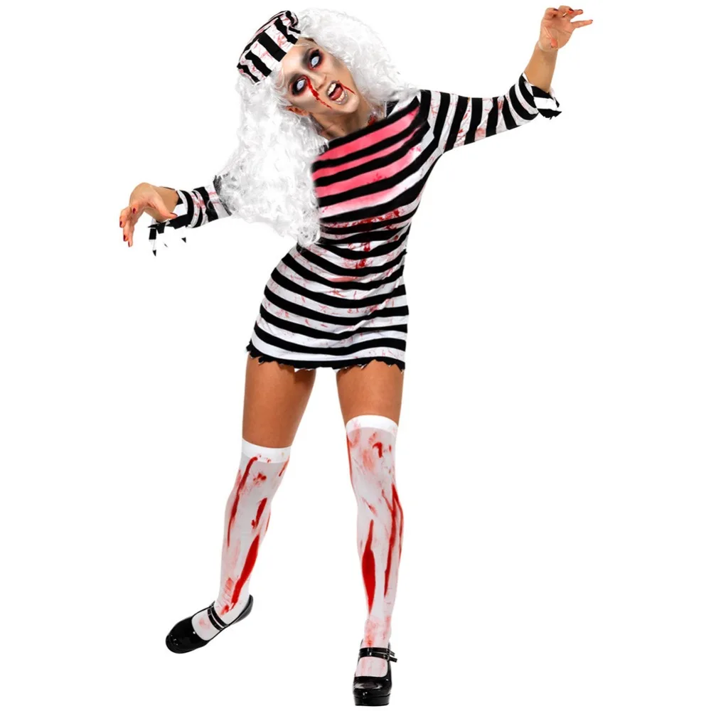 Lisli Halloween Horror Zombie Bloody Clothes Female Prisoners Cosplay