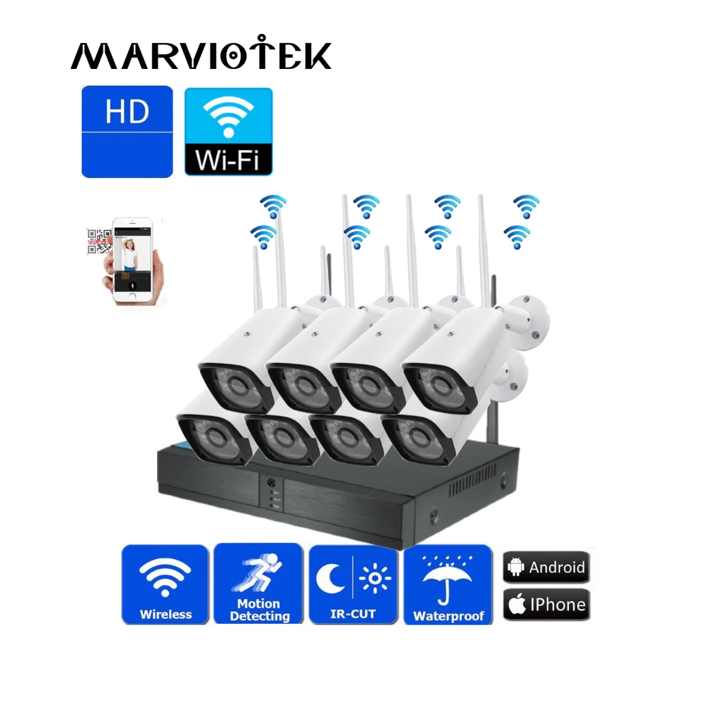 

8CH 720P camera surveillance system wifi camera set Home Security Outdoor IP Camera Wifi NVR Kits Wireless CCTV camera System IR