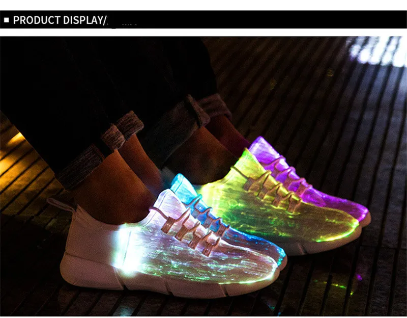 Size 25-46 New Summer Led Fiber Optic Shoes for girls boys men women USB Recharge glowing Sneakers Man light up shoes2
