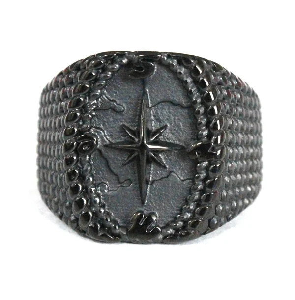 

Drop Shipping Cool Design Ring 316L Stainless steel JewelryZwart Zeilen Anker Ring