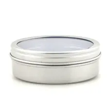 80ml empty round aluminium, metal,Container,case,jar, pot, Balm Tins with Clear View Window lid